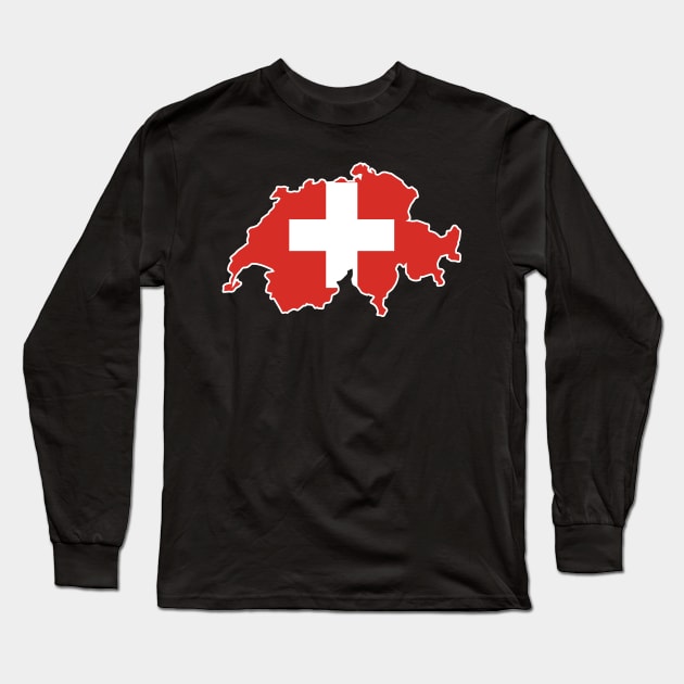 Switzerland map flag designs Long Sleeve T-Shirt by D_designs